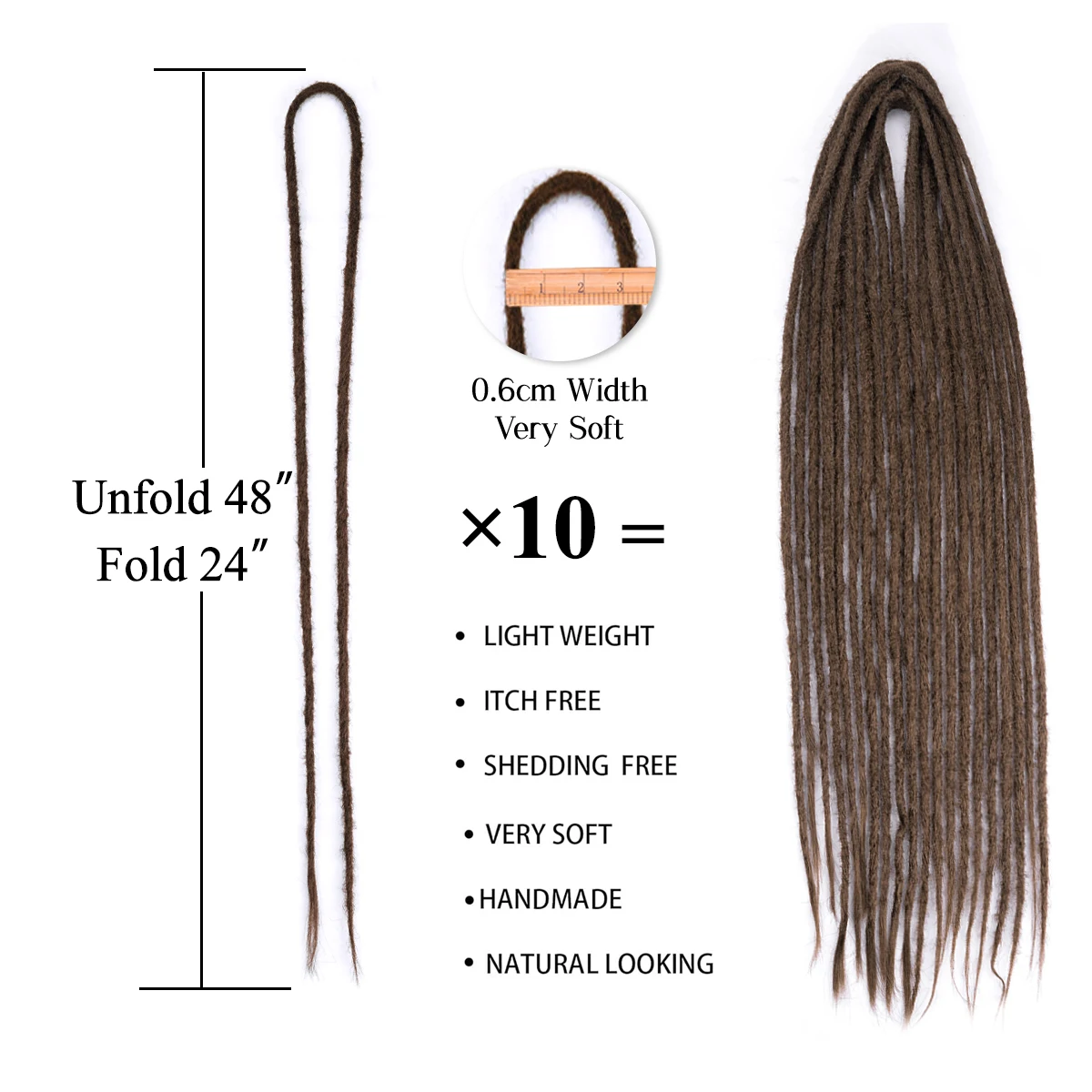 Extensions de dreadlock synthétiques pour femmes, extensions de dreadlocks au crochet, extensions de dreads blondes ombrées, extensions de cheveux tressés, 24 po