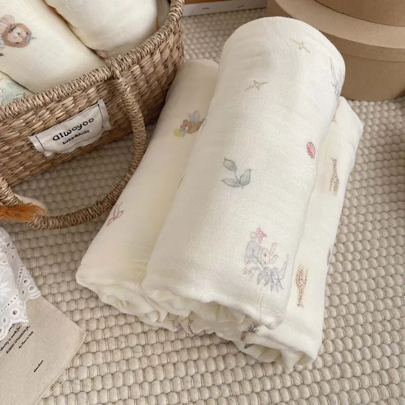 Manta de muselina de algodón y bambú de 4 capas, manta para bebé, urdimbre, Toalla de baño para recién nacido, gasa, envoltura para niños, saco de dormir, mantas para bebé