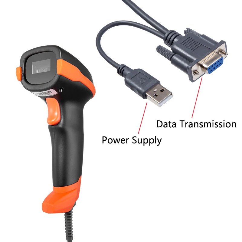 HSTEM Barcode Scanner T8D/T8L Handheld Wired 1D 2D QR Bar Code Reader With USB and RS232 Interface For Serial Connection