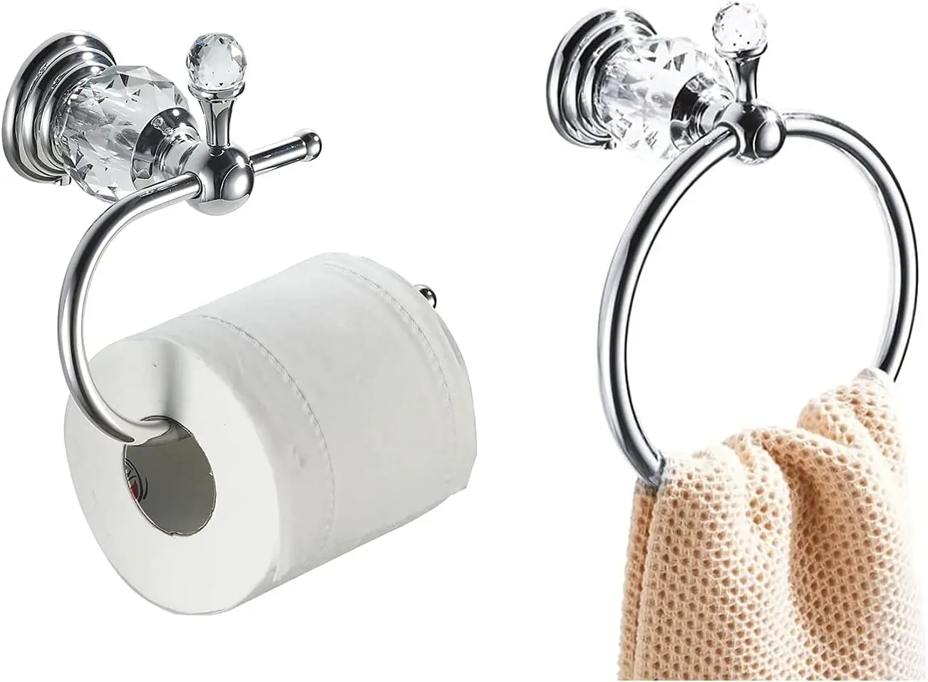 

Набор хромированных держателей для полотенец и туалетной бумаги, серебристые настенные аксессуары для ванной комнаты, 2 предмета