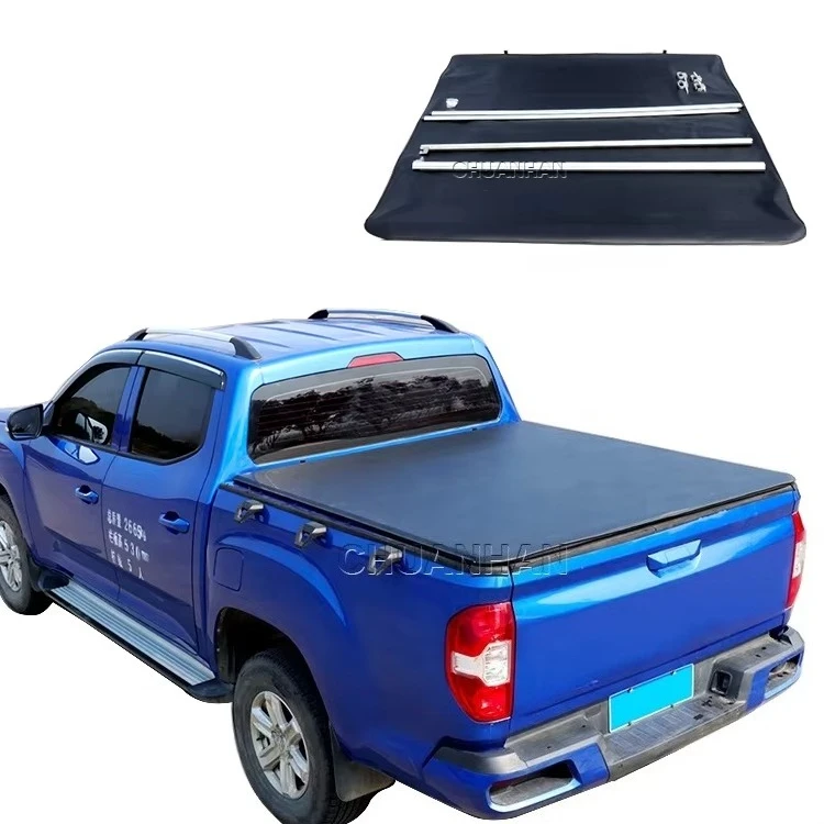 

Retractable Truck Bed Tonneau Cover Soft Vinyl Tri-Fold for Hilux for F150 Raptor Ranger Ram-NP300 Model