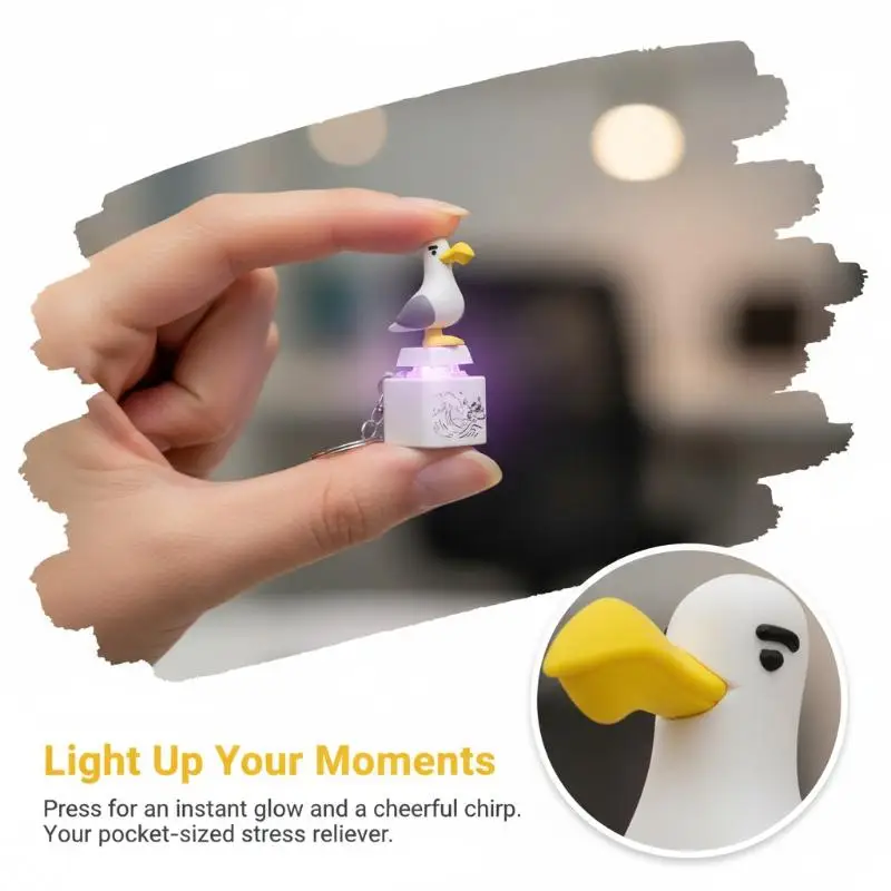 Seagull Mine Keychain Button With Sound LED Keyboard Clicker Toys Stress Relief