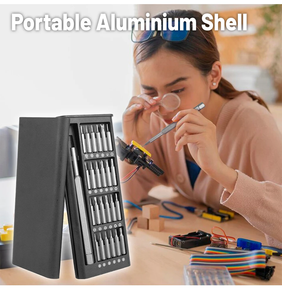 Precision Screwdriver Set 25 in 1 Phillips Torx Hexagonal Flat Head Magnetic Screwdriver Head for iPhone PC Watch Camera Glasse