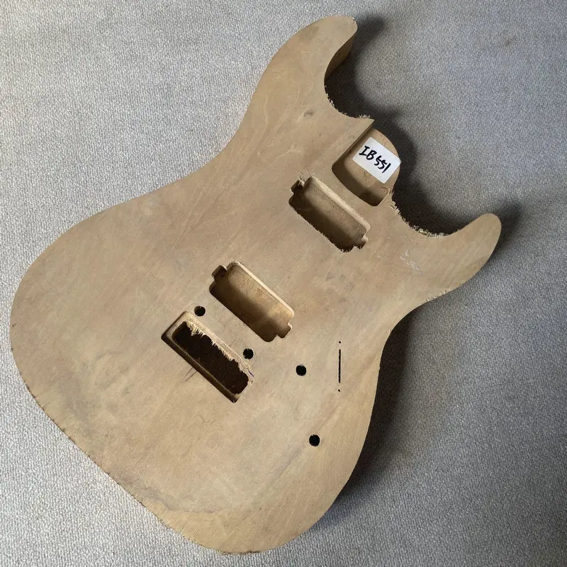 IB551 Unfinished Solid Wood HH Pickups 2 Pivots Fixed Tremolo 6 String ST Electric Guitar Body No Paints Right Hand  DIY Parts