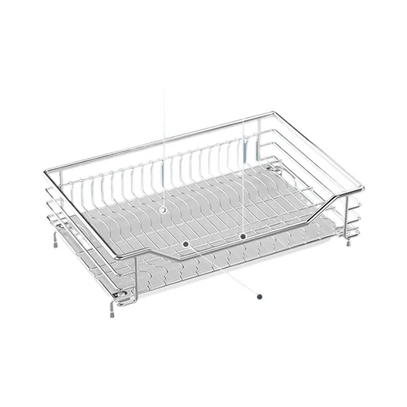 Drawer built-in rust steel dishes free installation kitchen cabinet pull basket countertop storage with water tray