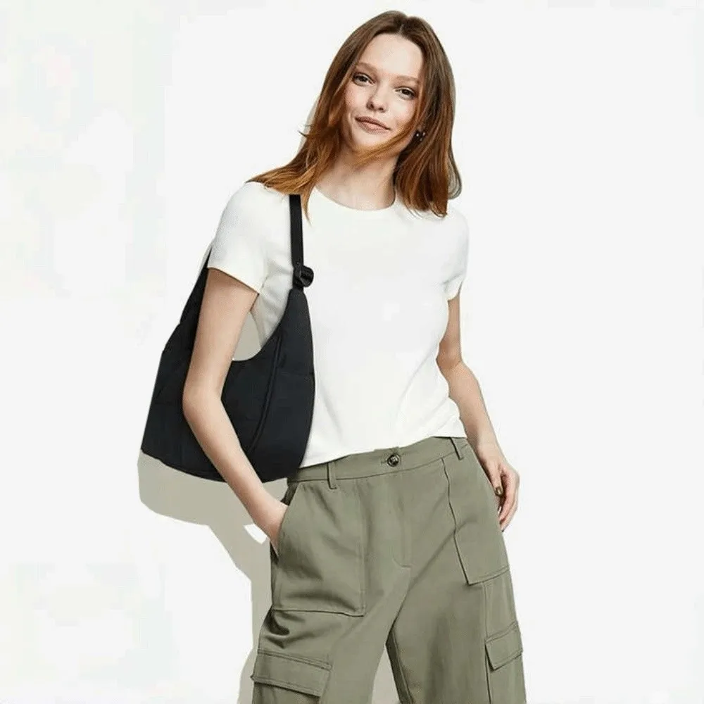 

Trendy Underarm Down Cloth Handbag Commute Simple Large Capacity Shoulder Bag Fashion Solid Color Puffy Bag Unisex