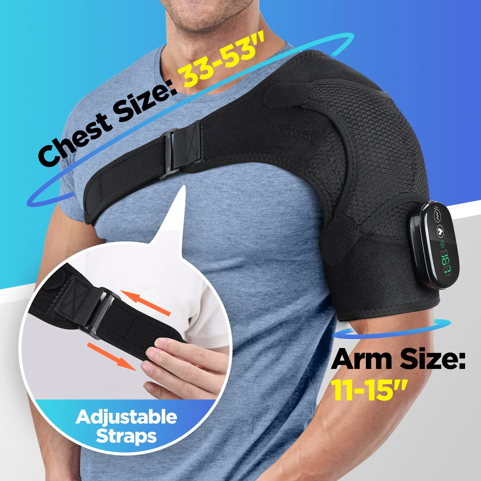 Heated Shoulder Massager Machine Eletric Vibration Heating Shoulder Massage Heater Belt Arm Hand Relaxation Pad Warmer