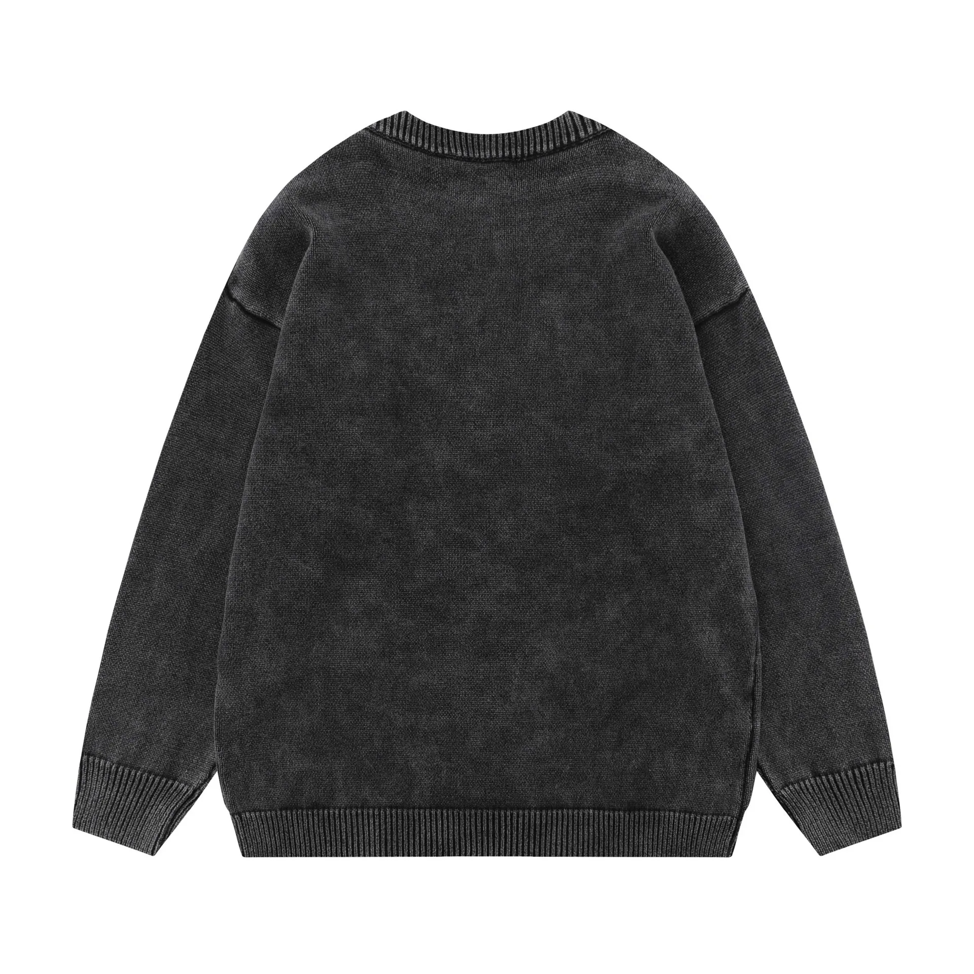 Американский потертый свитер с круглым вырезом и вышивкой старых букв, мужской и женский одинаковый модный брендовый свободный повседневный вязаный свитер