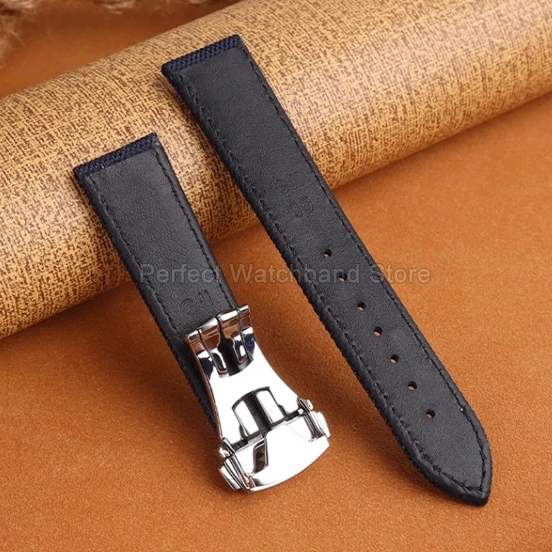 Untuk Omega Snoopy 600 Seamaster 300 Speedmaster De Ville Gaya Asli Tali Jam Tangan Nilon Indah Mulus 19 20 21 22Mm Hitam