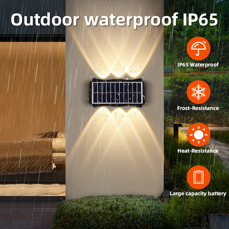 Solar Wall Lights Outdoor Waterproof LED Lamp Up And Down Luminous Balcony Garden Decoration Lamps Yard Street Lighting fixtures