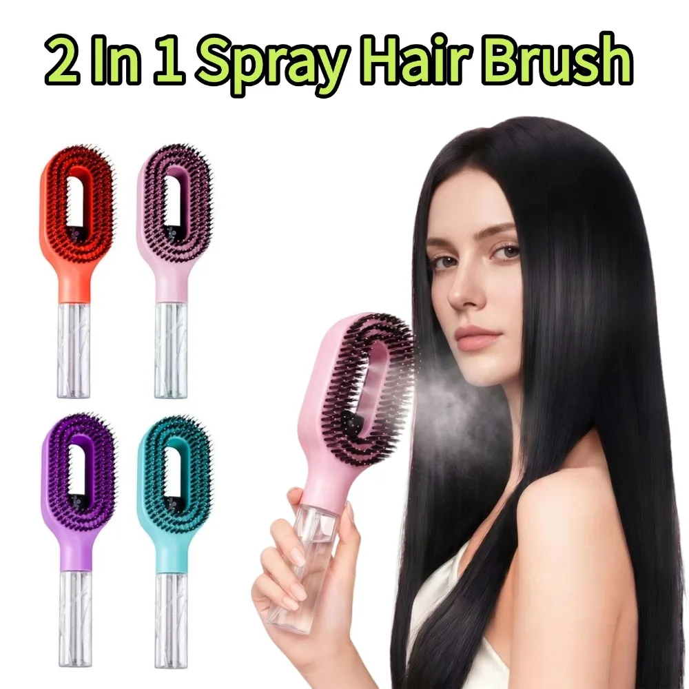 Spray Hair Brush 2 In 1 Misting Bottle Massage Combs Detangling Bristle Hairbrushes Multi Functional Wet Dry Hair Styling Tools