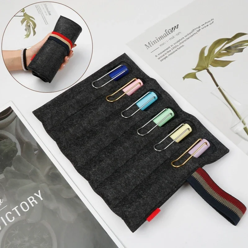 Durable Felt Pen Case Holder Solid Color Fountain Pens Protective Sleeve Cover for Roller Ballpoint Gel Pen Pencil