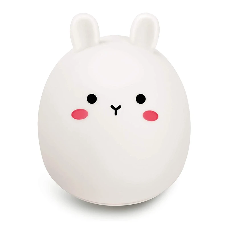Coelho portátil LED Night Light para crianças, luz bonito do bebê, lâmpada de silicone para criança, mulheres, meninas adolescentes, multi-color