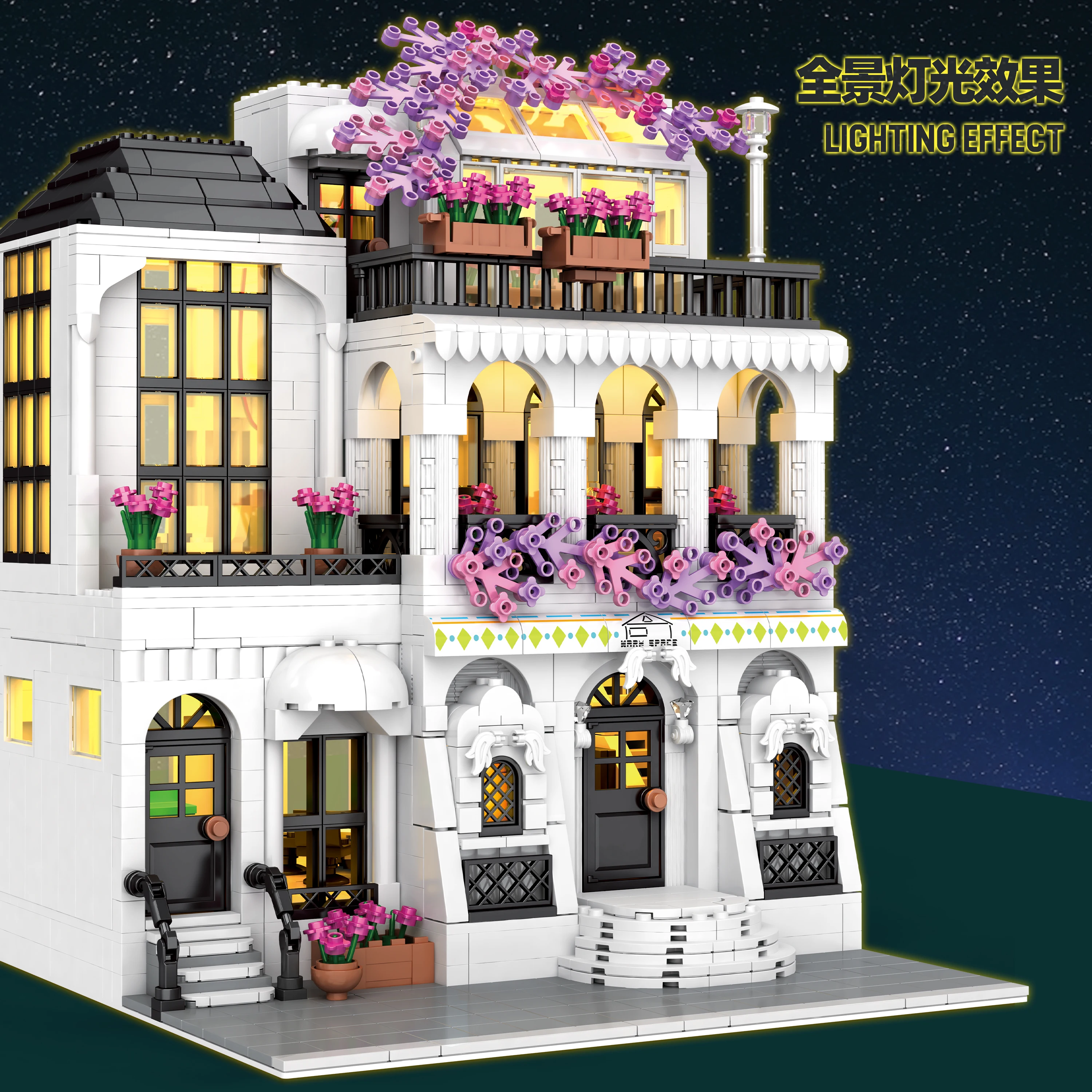 MOC Creative European Architecture Building Blocks Garden Hotel Flower Street Villa Street View Bricks Ideas Toy For Friend Gift