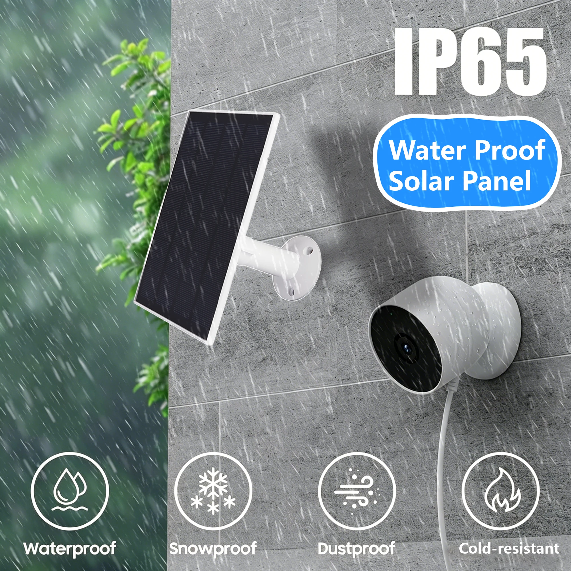 10W 5V Solar Panel for Google Nest Camera, Outdoor Solar Cells with 360° Mount & 13ft Cable; Fast Charging Solar Charging Panel