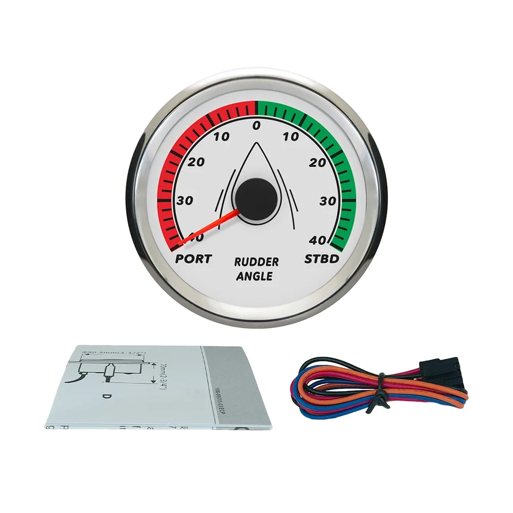 ELING Universal Waterproof 52mm 85mm Boat Rudder Angle Indicator Gauge Rudder 0-190ohm with Red Backlight 9-32V for Ship Yacht