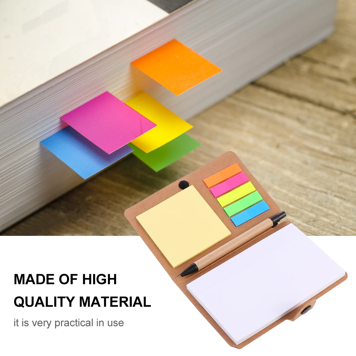 

1 set 1 Set Kraft Paper Sticky Memo Pad Adhesive Notes Self-Stick Notepads Writing Photos Daily Plans Travel Stationery