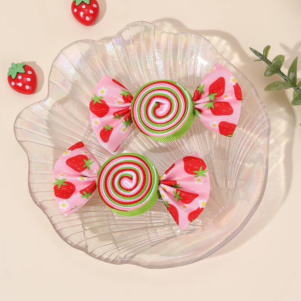 Candy Bow Hair Clips for Girls, 2Pcs Set