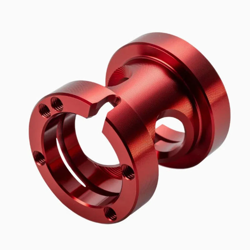 

5-Axis CNC Turning Milling of Titanium Copper Alloy Parts Rapid Prototyping Aluminum Alloy Milling Red Anodized Custom Connector