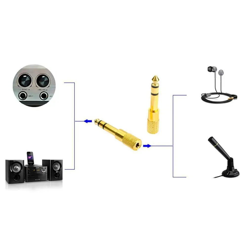 6.5mm Female To 3.5mm Male Guitar Adapter Audio Frequency Interface Link Cable Plug Microphone Adapter Converter Aux Cable