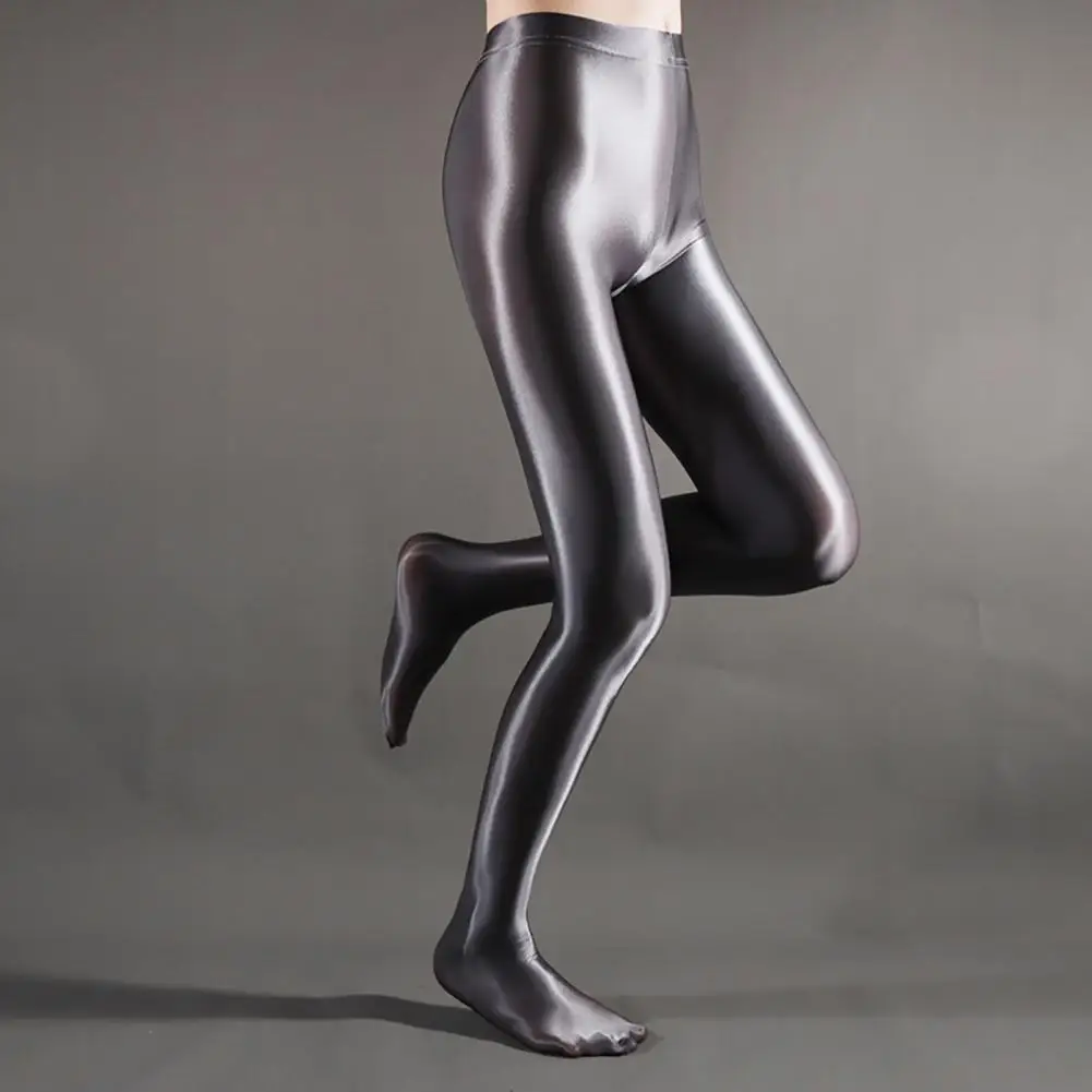 Magere Gladde Leggings Podiumlegging Glanzende Hoge Taille Fitness Met Sokken Podiumshow Yogabroek