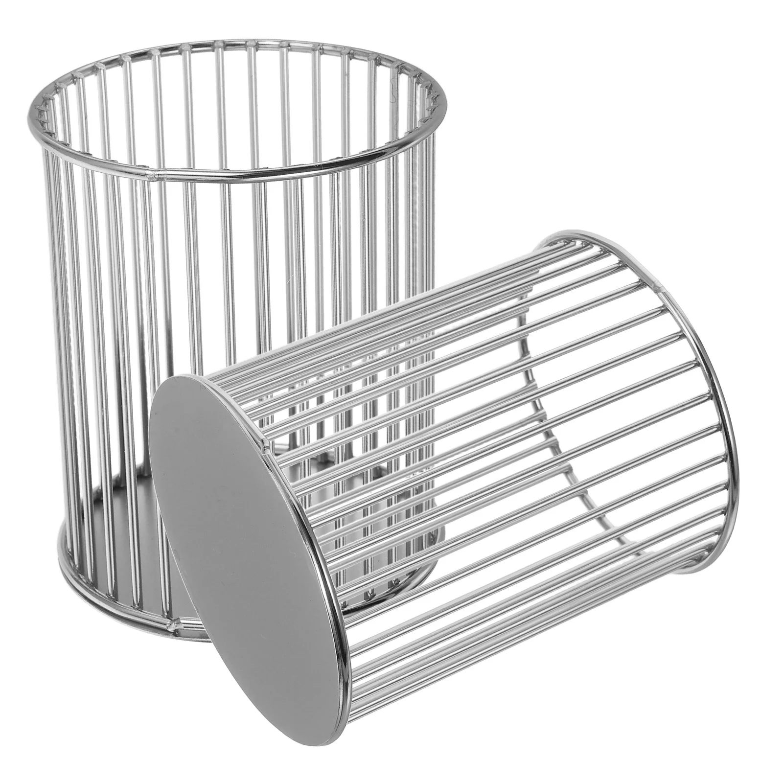 

2pcs Metal Pen Holder Desktop Organizer For Women Desk Makeup Brush Cup Pencil Storage Stationery Iron Basket Small