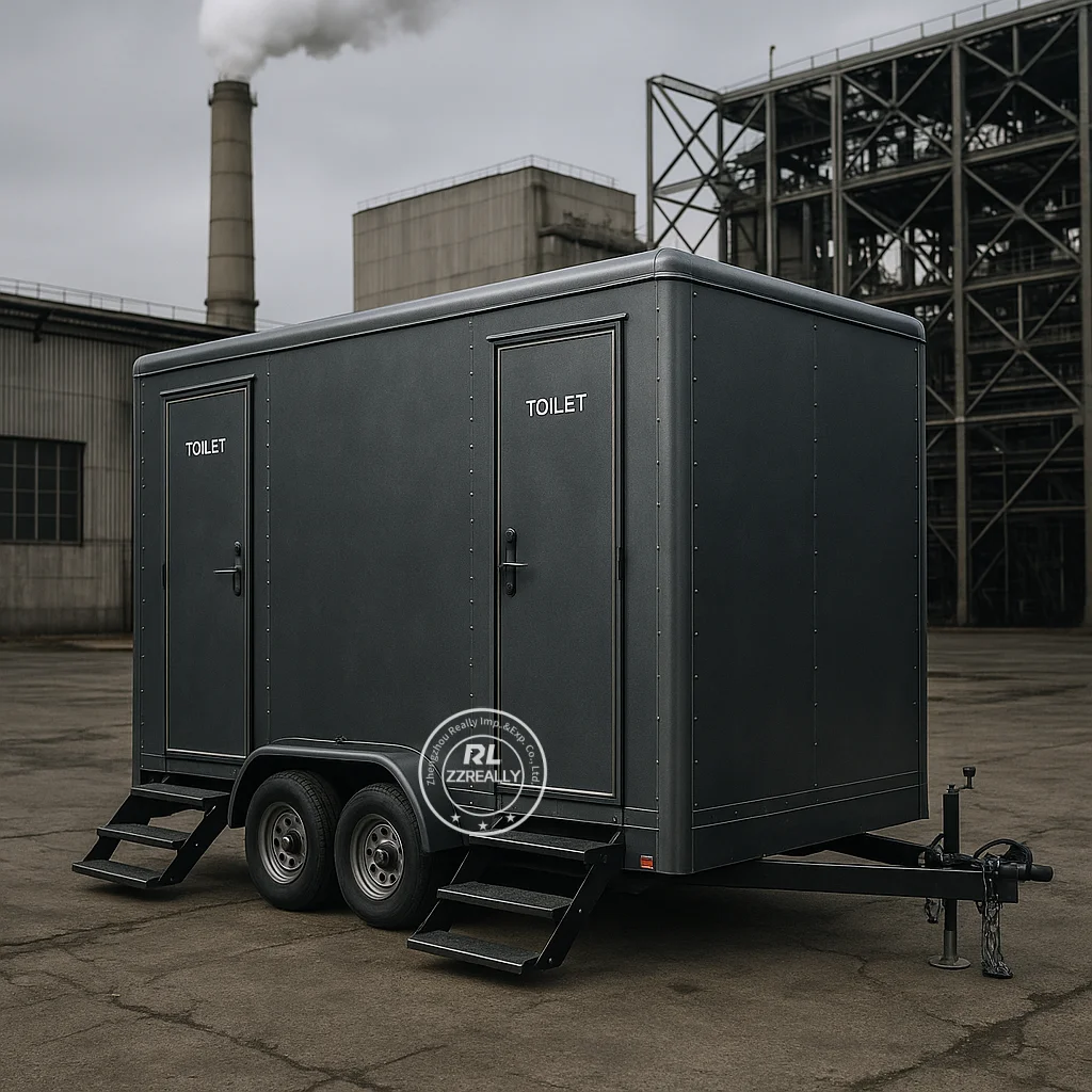

4 Station Shower Toilet Trailer Restroom Trailer Outdoor Portable Bathroom Shower Trailer for Event Wedding