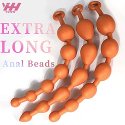 Anal plug with pull ring 6 beads butt plug gradient size soft/hard silicone anus prostate massage masturbation sex toy women men