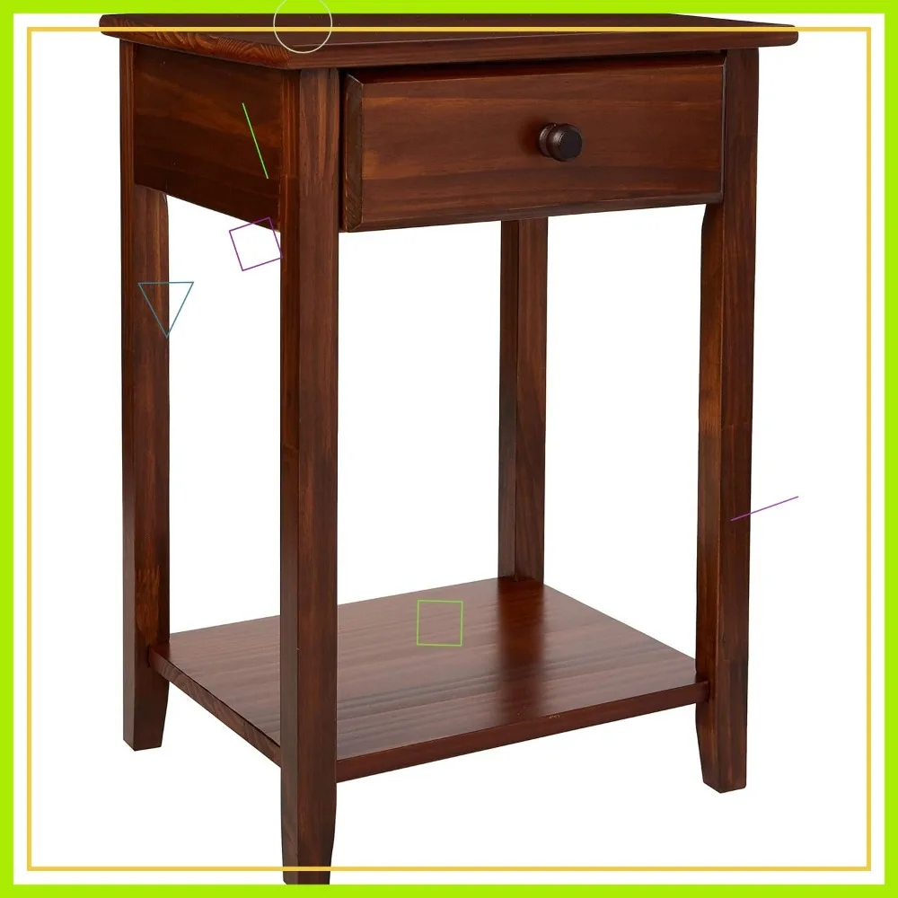 

Прикроватная тумбочка «Сова» с USB-портами для зарядки и ящиком, ширина 17,5 x 14,25 дюйма x 24,5 дюйма В, теплое коричневое дерево