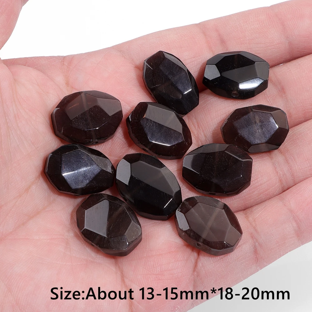 High Quality Natural Smoky Quartzs Square Beads Smooth Faceted Black Crystal Spacer Bead for DIY Necklace Bracelet Reiki Jewelry