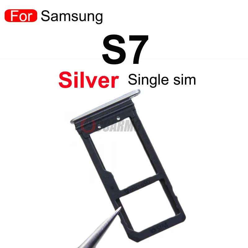 Aocarmo For Samsung Galaxy S7 G930 G930F Gold/Silver/Grey Single Dual Metal Plastic Nano Sim Card Tray Slot Holder