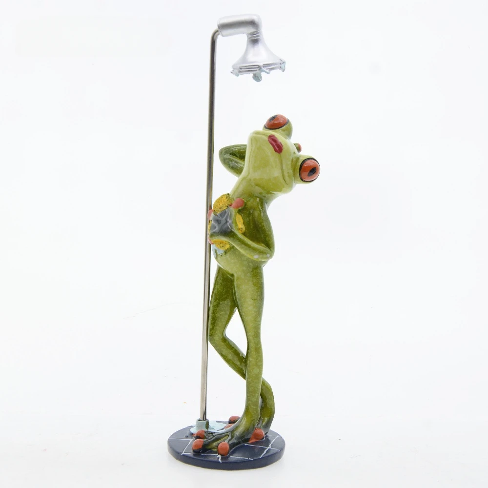 Figuras divertidas y bonitas de rana para mujer, rana de piernas largas, adornos de animales de resina para baño, decoración Interior del hogar, escritorio y baño