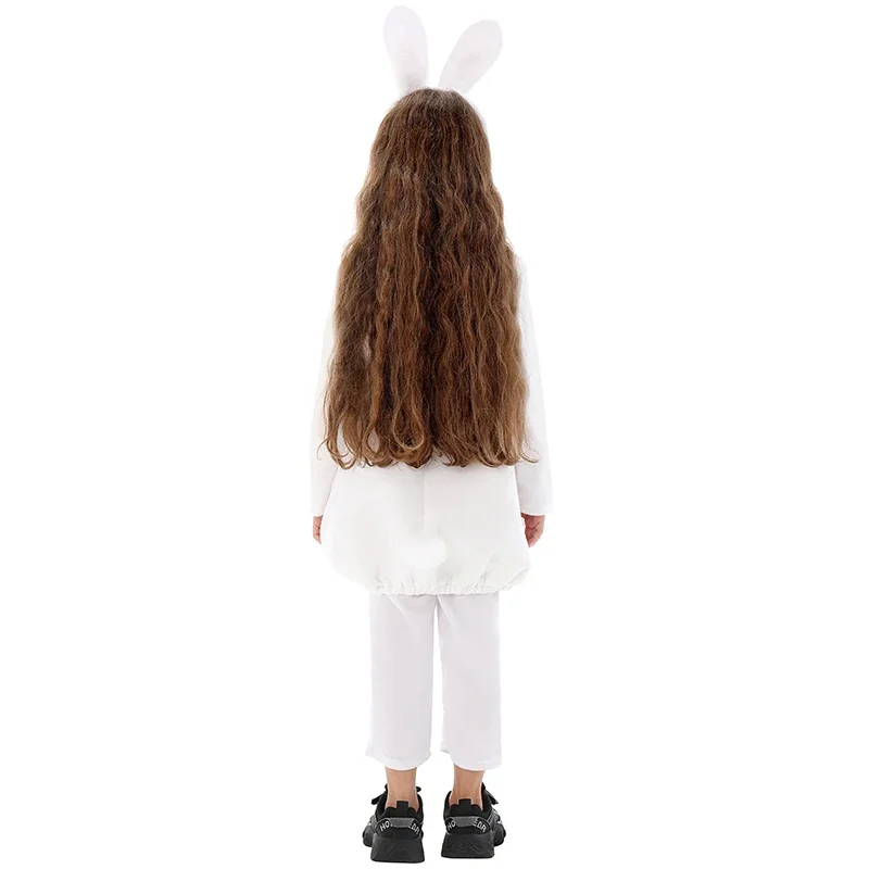 New Easter Children's Cute White Rabbit Cosplay Costume for Christmas Carnival Party Girls Kindergarten Stage Performance Set