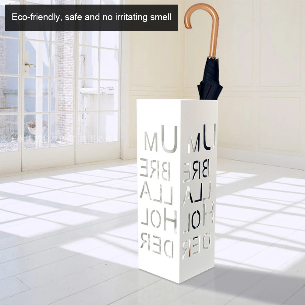 Umbrella Rack White Iron Hollowed Umbrella Storage Basket Stand Holder Rack Umbrella Storage Basket