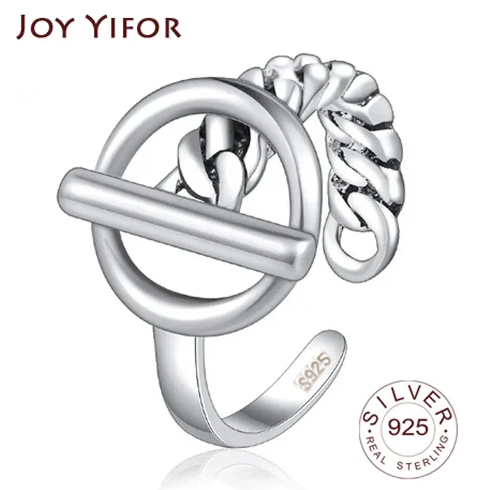 Bague large et étroite en argent regardé S925 avec ouverture de marée, bijoux de personnalité, style populaire, smoo simple, mode, offre spéciale