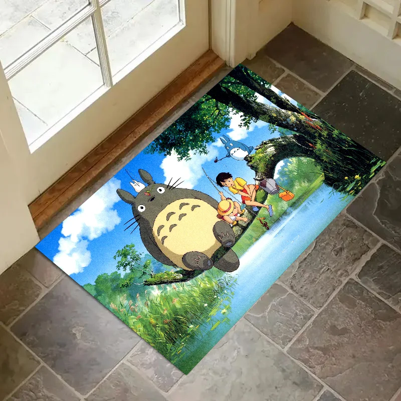 1PC Miyazaki Hayao Floor Mat Home Bedroom Kitchen Non-slip Floor Rug, Absorbent Anti-fouling Door Mats