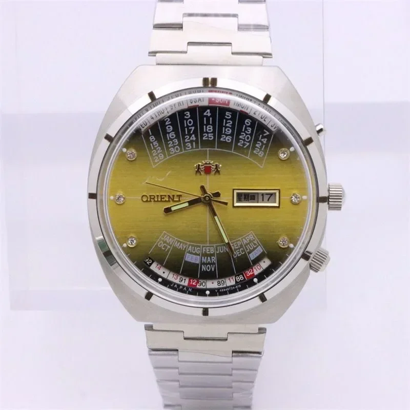 DFDG Sports Machinery Orient Men's Watch Full Function Perpetual Calendar Stainless Steel Japanese Movement