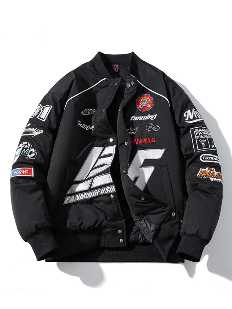 

Мужская ветрозащитная куртка-бомбер Street Sle с вышивкой, свободного кроя, для мотоциклистов, осенне-зимняя