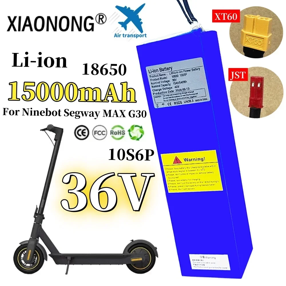 

10S6P 36V 15000mAh 540Wh 18650 Li-ion Battery Pack For Segway Ninebot MAX G30 Electric Scooter Special Battery