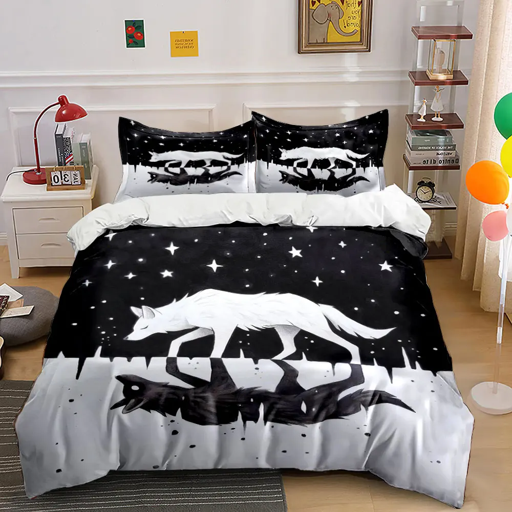 

Wolf Art Three-Piece Set Multiple sizes kid's and adults' bedroom Exquisite 3PC bedding set, gift