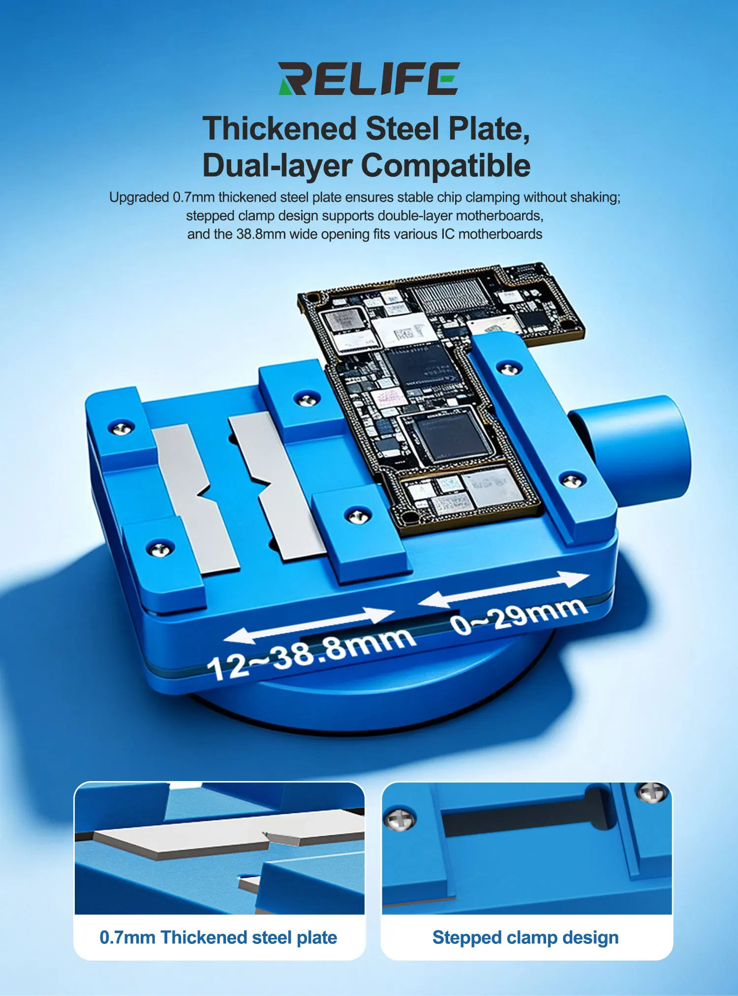 RELIFE RL-601I V2.0 Мини-вращающийся держатель для микроскопа, держатель для печатных плат и материнских плат, инструмент для ремонта и удаления клея с BGA-чипов телефона.