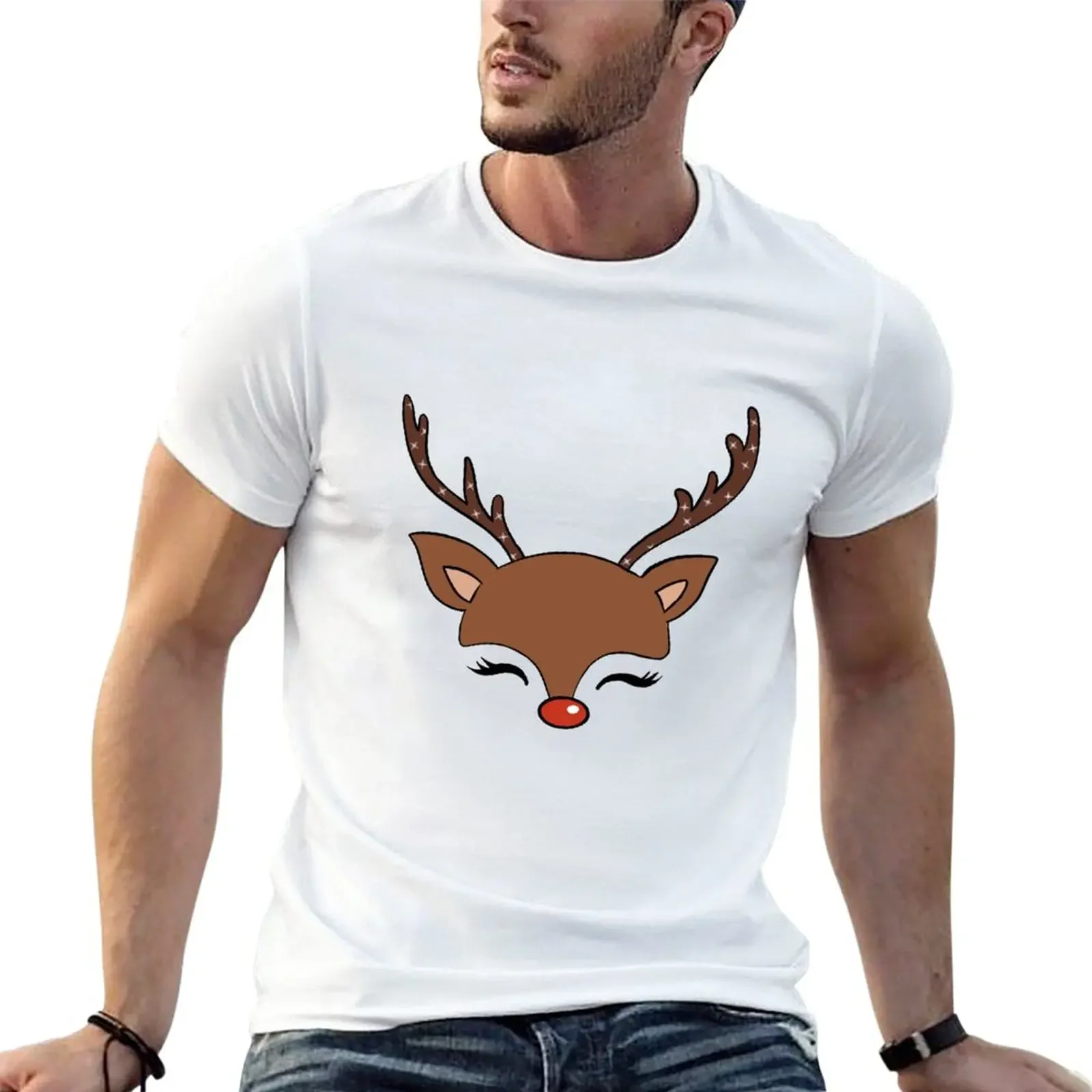 Reindeer T-Shirt summer top Aesthetic clothing for a boy designer t shirt men