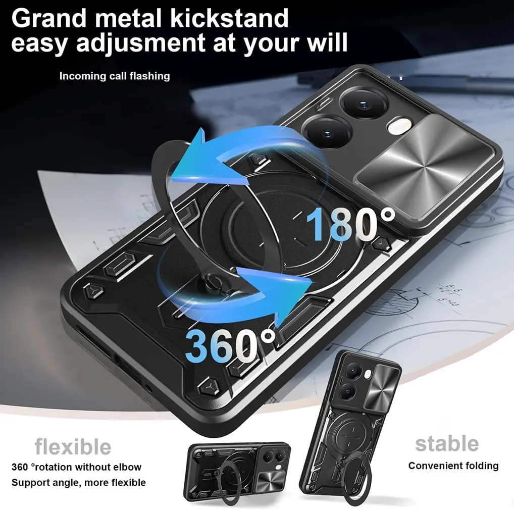 غطاء حماية لهاتف Xiaomi Poco X7 Pro 5G مع حامل حلقي وحامل عدسة حماية Fundas Coque Capa