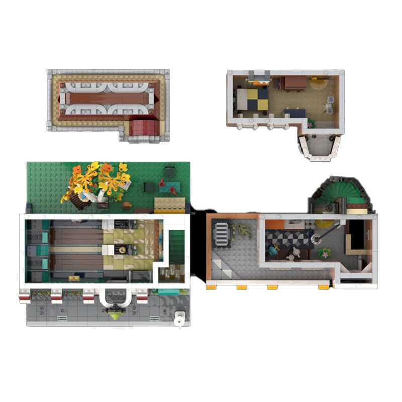 中世ストリートビューシリーズモジュラービルディングブロック MOC バーチボウリング場 DIY モデルテクニカルレンガ組立おもちゃクリスマスギフト