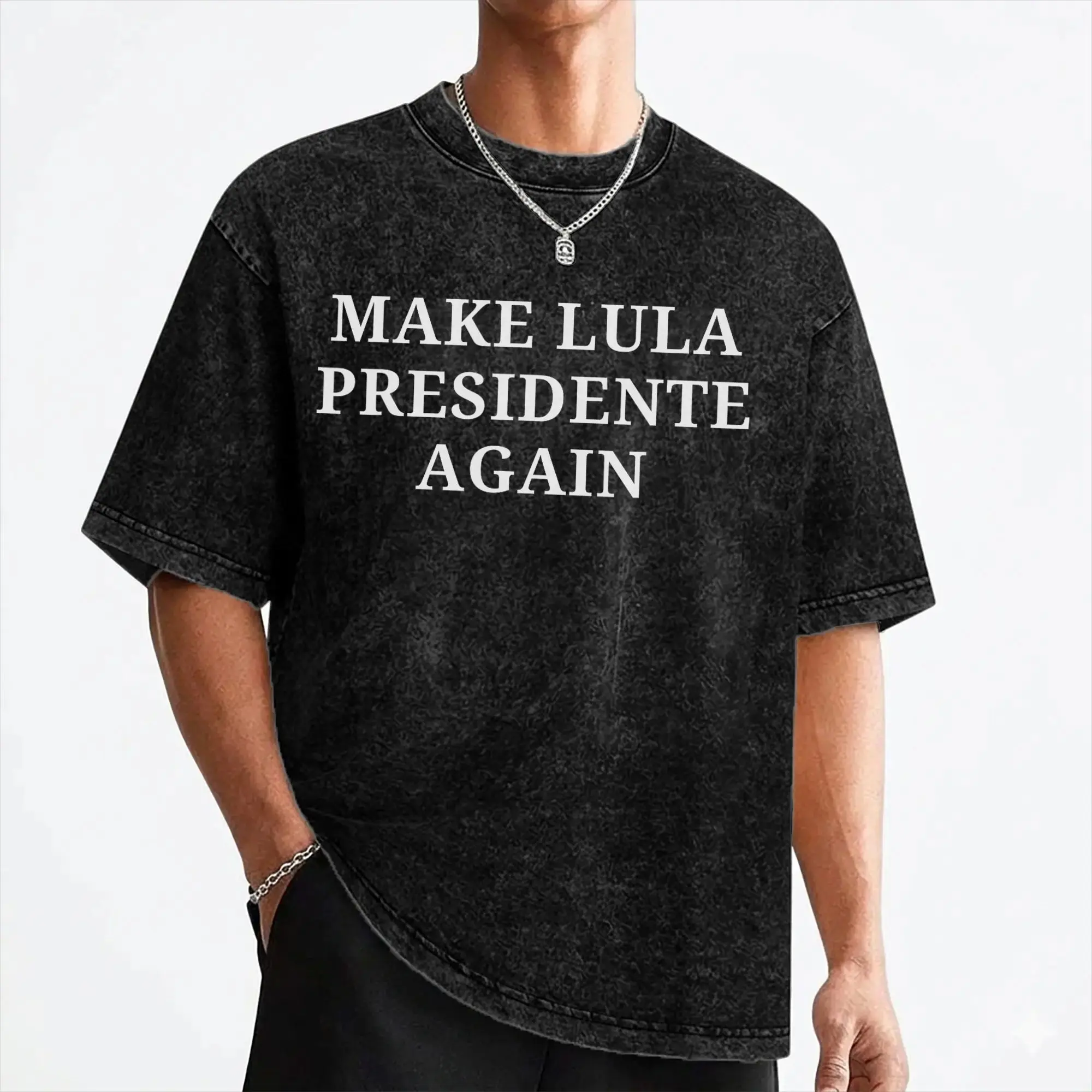 Make Lula Presidente Again Brasil T Shirts Washed Short Sleeve T-Shirt  Vintage for Men Women Streetwear Summer Tee Shirt