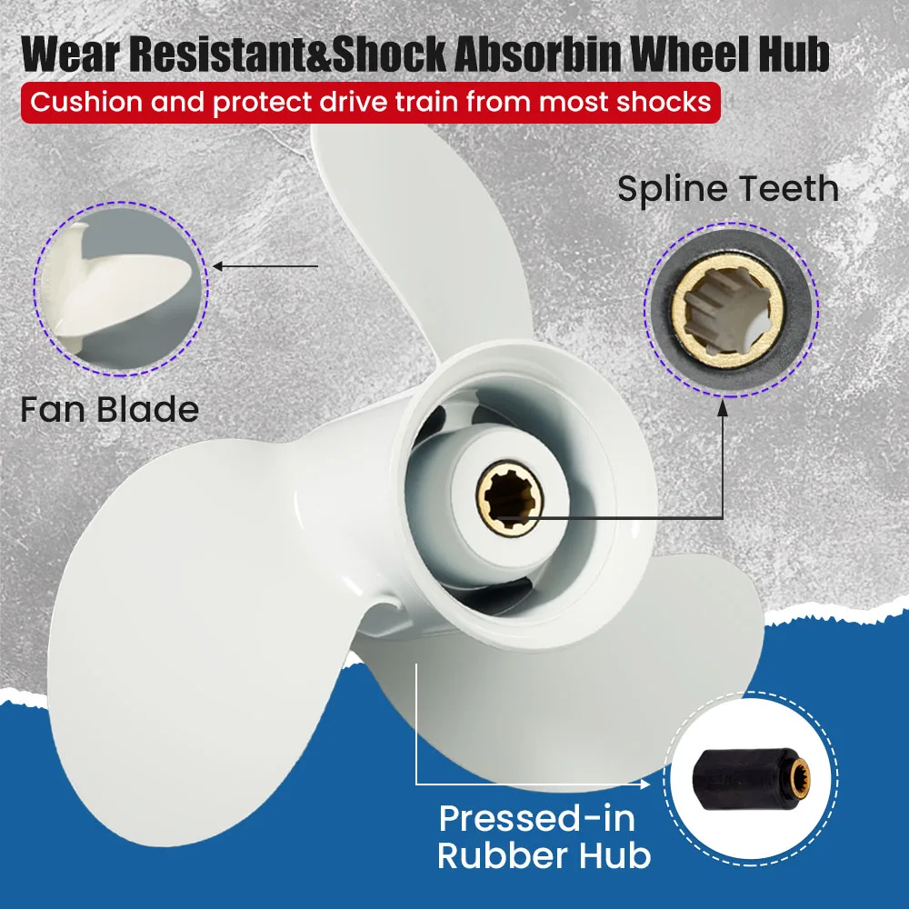 9 1/4x10 1/2 Outboard Propeller for Yamaha 9.9HP 15HP 20HP  Boat Aluminum Screw 3 Blade 8 Spline Marine Engine 683-45943-00-EL