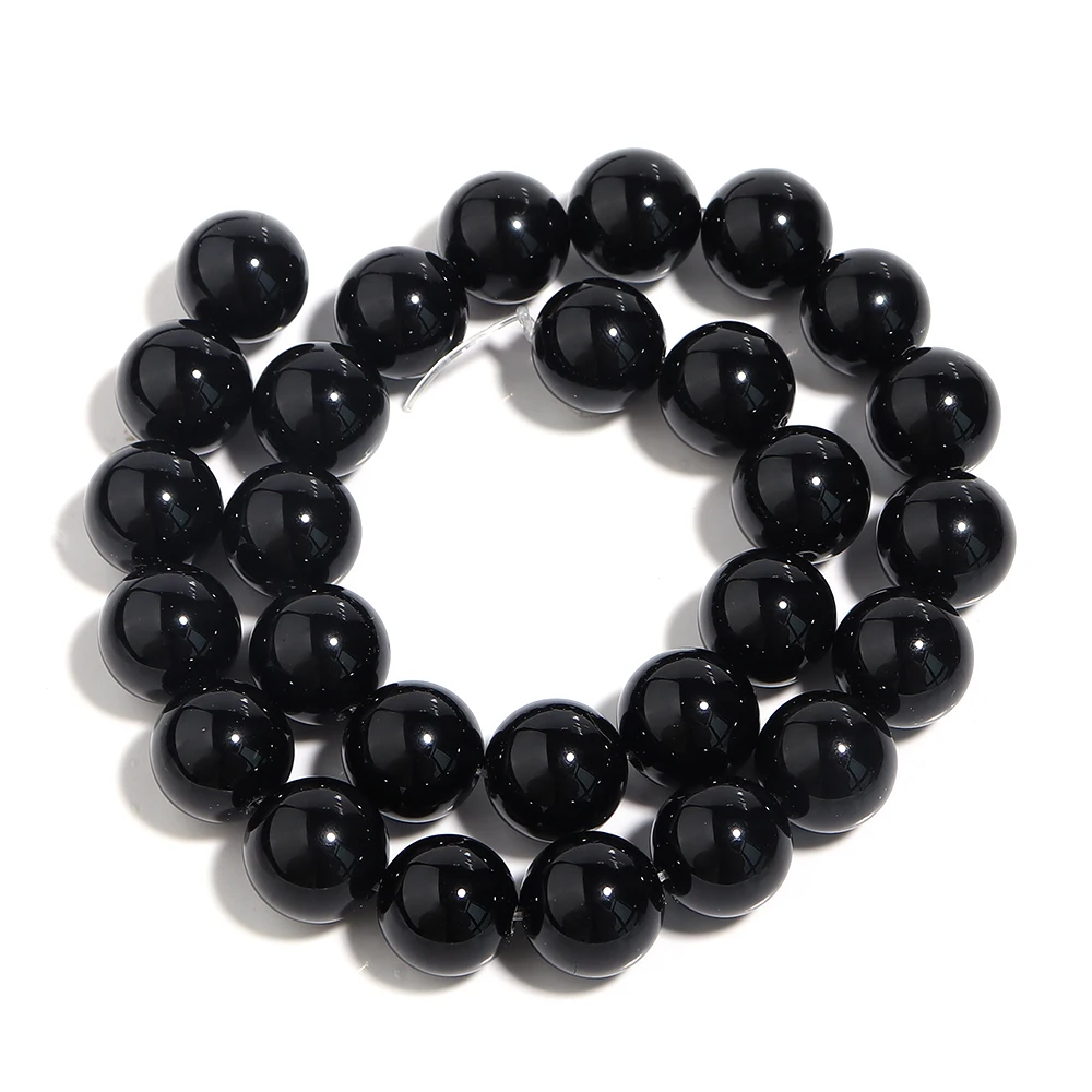 1 Strang Naturstein, schwarzer Onyx-Achat, runde lose Perlen, 2–20 mm, Auswahlgröße für Basteln, DIY, Nähen, Kleidungszubehör