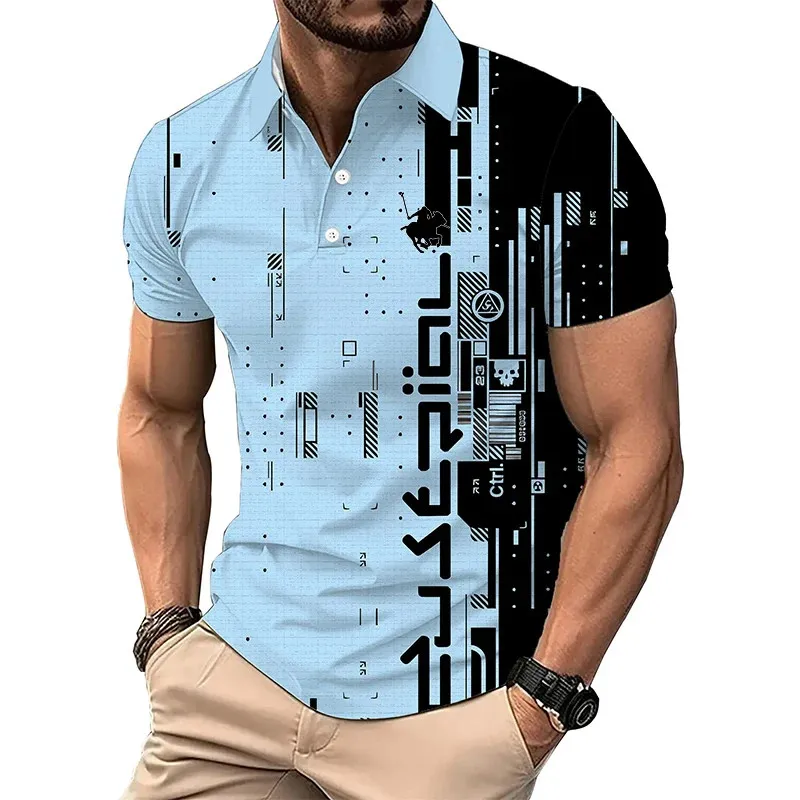 Men's New T-shirt Classic Short sleeved Polo Shirt Summer Top Casual T-shirt Button Collar Super Large S-4XL Casual Polo Shirt