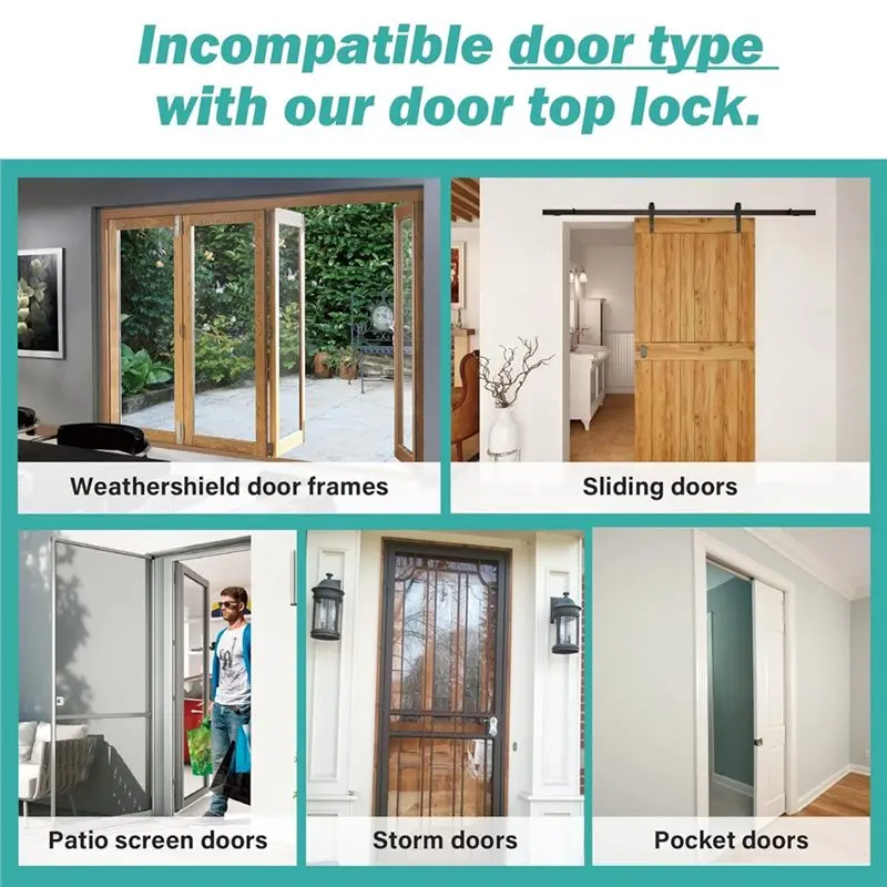 

Премиум-детская защитная дверь, верхний замок, регулируемый металлический дизайн для французского интерьера и внешних дверей, защита от детей