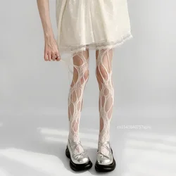 Women Gothic Broken Mesh Punk Fishing Net Socks Tights Girls Lace Torn Party Underwear Pantyhose Y2k Sexy Broken Hole Stockings